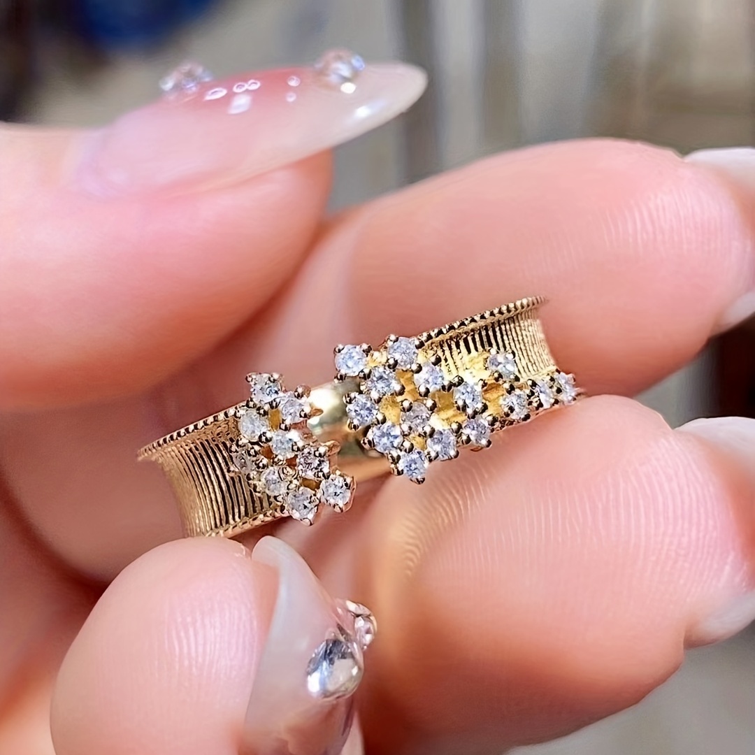 Women's Cute Copper Inlaid Zirconia Opening Ring